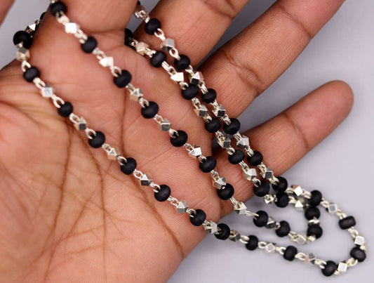 Silver Plated Eternal Karungali Mala - Natural Ebony Wood (GOVT. CERTIFIED)